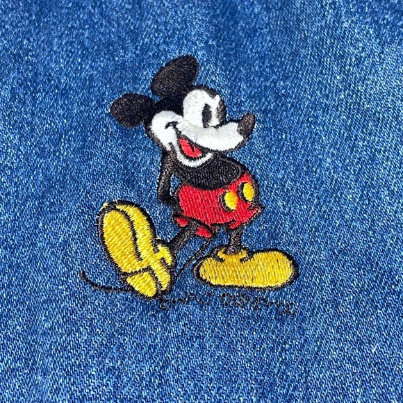 Vintage Chalk Line Mickey Mouse Denim Jacket Medium | Retro Disney Zip Up Size M - Picture 7 of 15